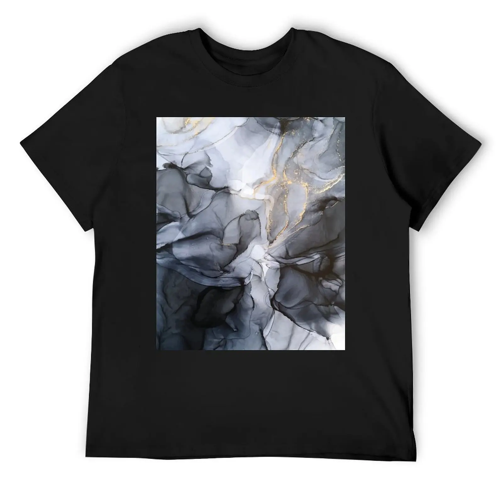 Calm but Dramatic Light Monochromatic Black & Grey Abstract T-Shirt