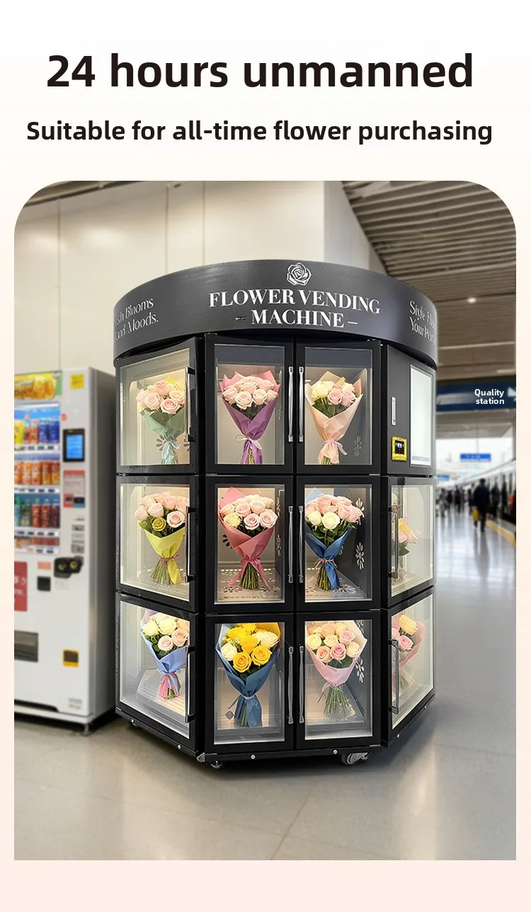 Scan-to-Order Automatic Smart Flower Vending Machine 24/7 Unmanned Kiosk Malls Vending Machine Marketsscan Pay Take Your Fresh