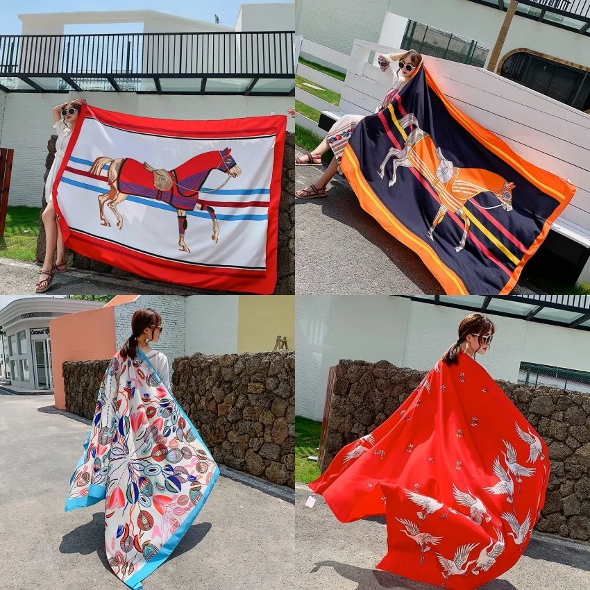 140x180cm Celebrity With The Same Cover-Ups Women Large Beach Dress Bikini Bathing Swimwear Sunburn Protection Sarong Wrap Scarf