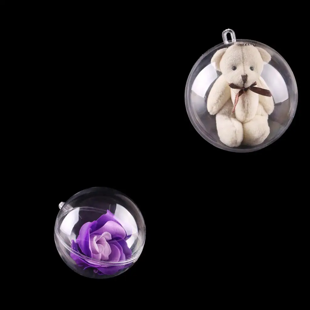 Transparent Fillable Plastic Balls Sphere Ornaments for Christmas Tree Crafts and Home Holiday Decorations