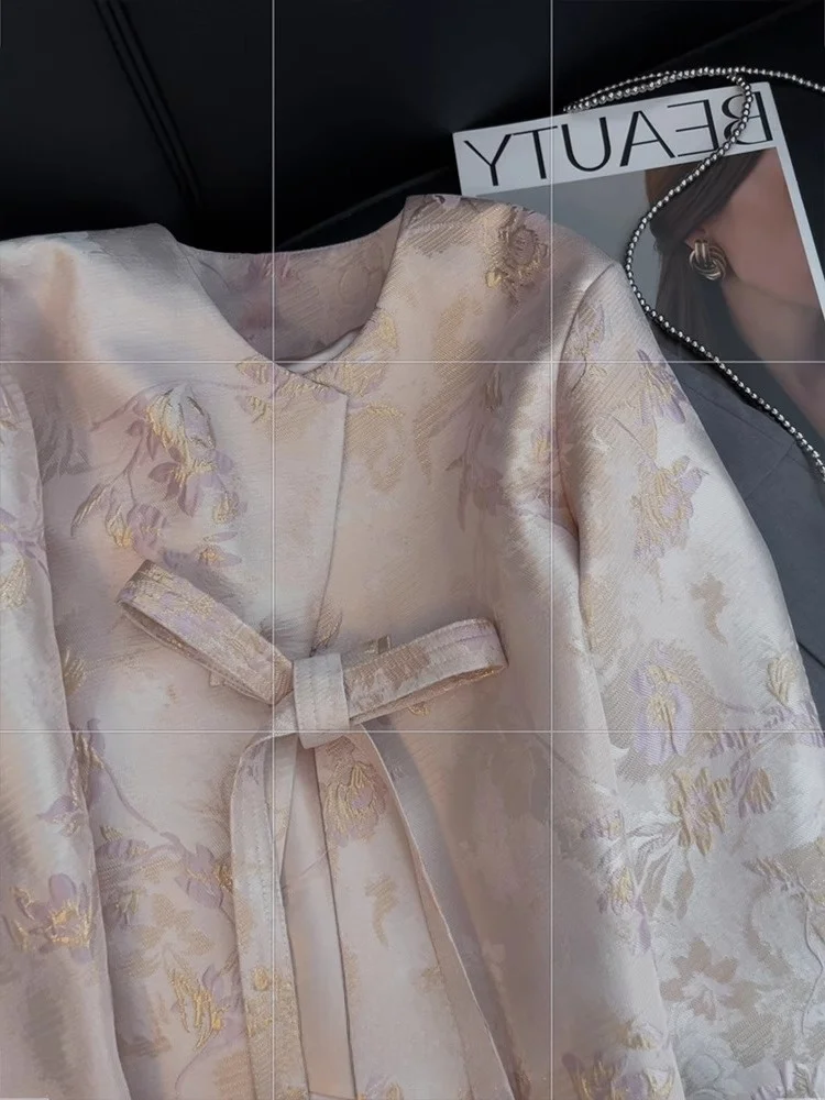 Kardigan Wanita Model Baru Desain Vernakular Cina, Longgar, Musim Semi, Lembut, Manis, Anti-Penuaan, Warna Pink, Model SveV-ne, Atasan Panjang Sve