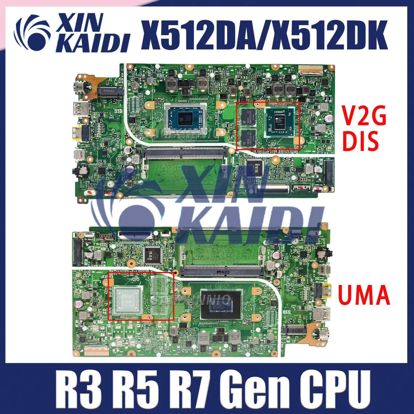 Papan Utama komputer untuk ASUS Vivobook X512DK M5050DA F512D A512DA S512DA A512DK X512DA Motherboard Laptop R3 R5 R7 0GB 4GB-RAM