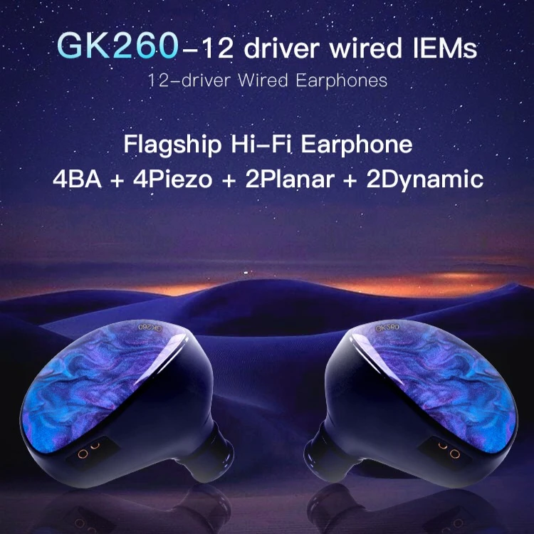 GEEKWOLD GEEK WOLD GK260 4 BA+4 Piezo+2 Planar+2 Dynamic IEMs Flagship Hi-Fi in-ear Wired Earphone 12 Driver Monitor Headphone