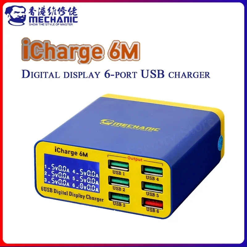 

MECHANIC iCharge 6M USB 6-портовое зарядное устройство быстрая зарядка умный цифровой дисплей многопортовый пористый для iphone xiaomi мобильный телефон планшет