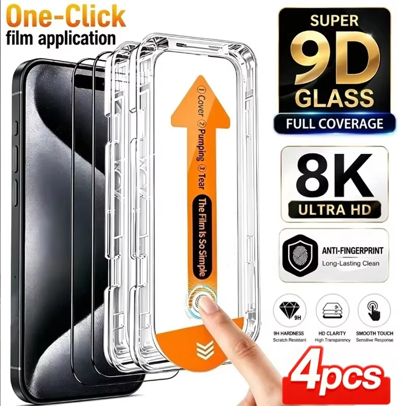 1-4 Stück Staubfreier, selbstausrichtender, HD-klarer, oleophober Displayschutz für iPhone 18 Pro Max, 17 Pro Max, 18 Pro, 17 Air.