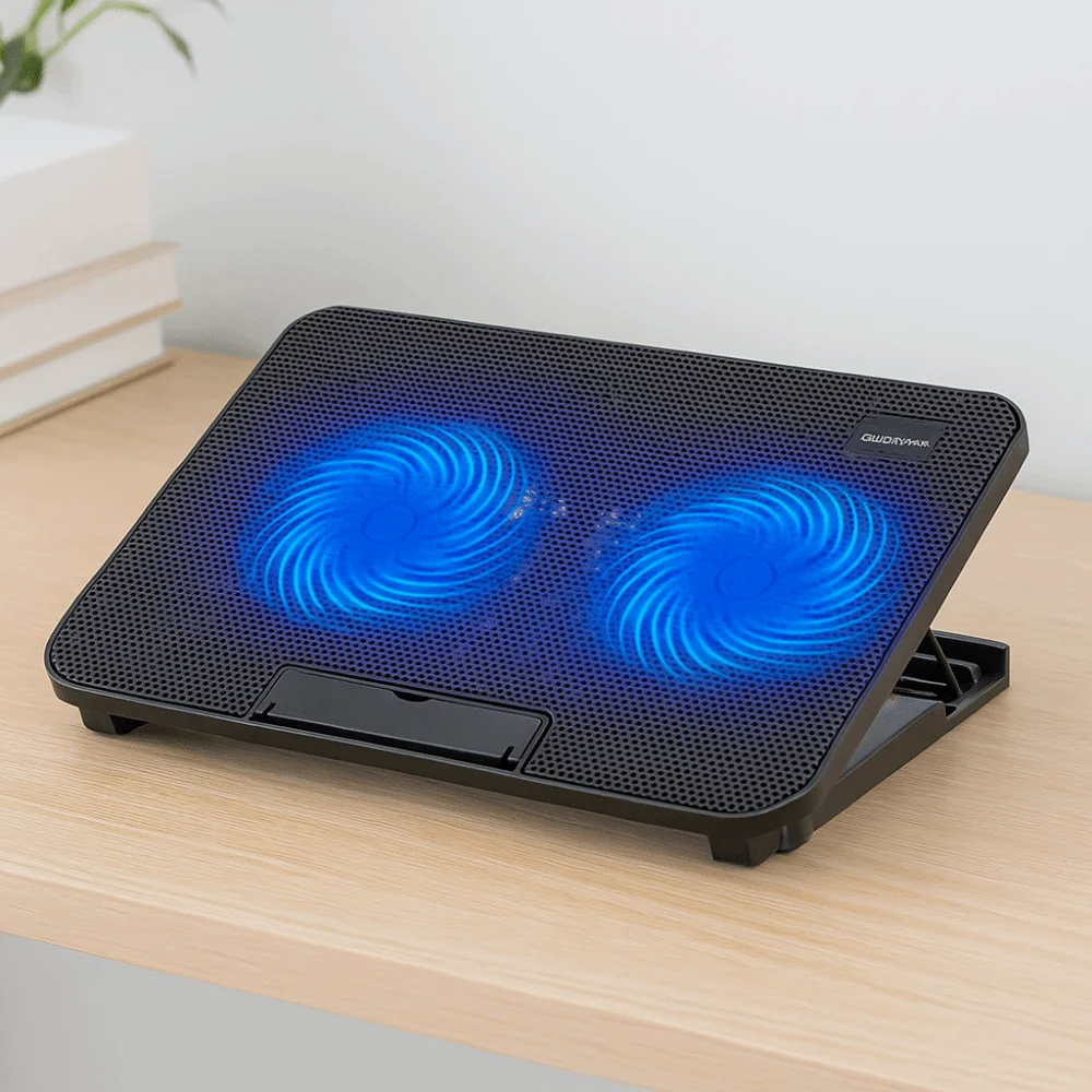 

Laptop Accessory Adjustable Laptop Cooling Pad LED Light USB Port Notebook Cooler Metal Mesh Laptop Cooler Fan Office