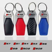 Auto Emblem Car Zinc Alloy Keychain Carbon Fiber Key Ring Trinket Fob For Audi R8 S1 S3 S4 S5 S6 S7 S8 SQ2 SQ5 SQ7 SQ8 TTS Sline