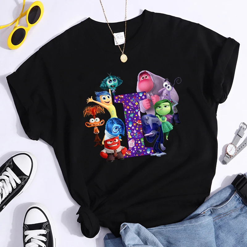 Disney Inside Out 2 Woman Zomer Katoenen T-Shirt Man Korte Mouw Kleding Volwassen Anime Casual Kleding Mode Bedrukt Tops 2024