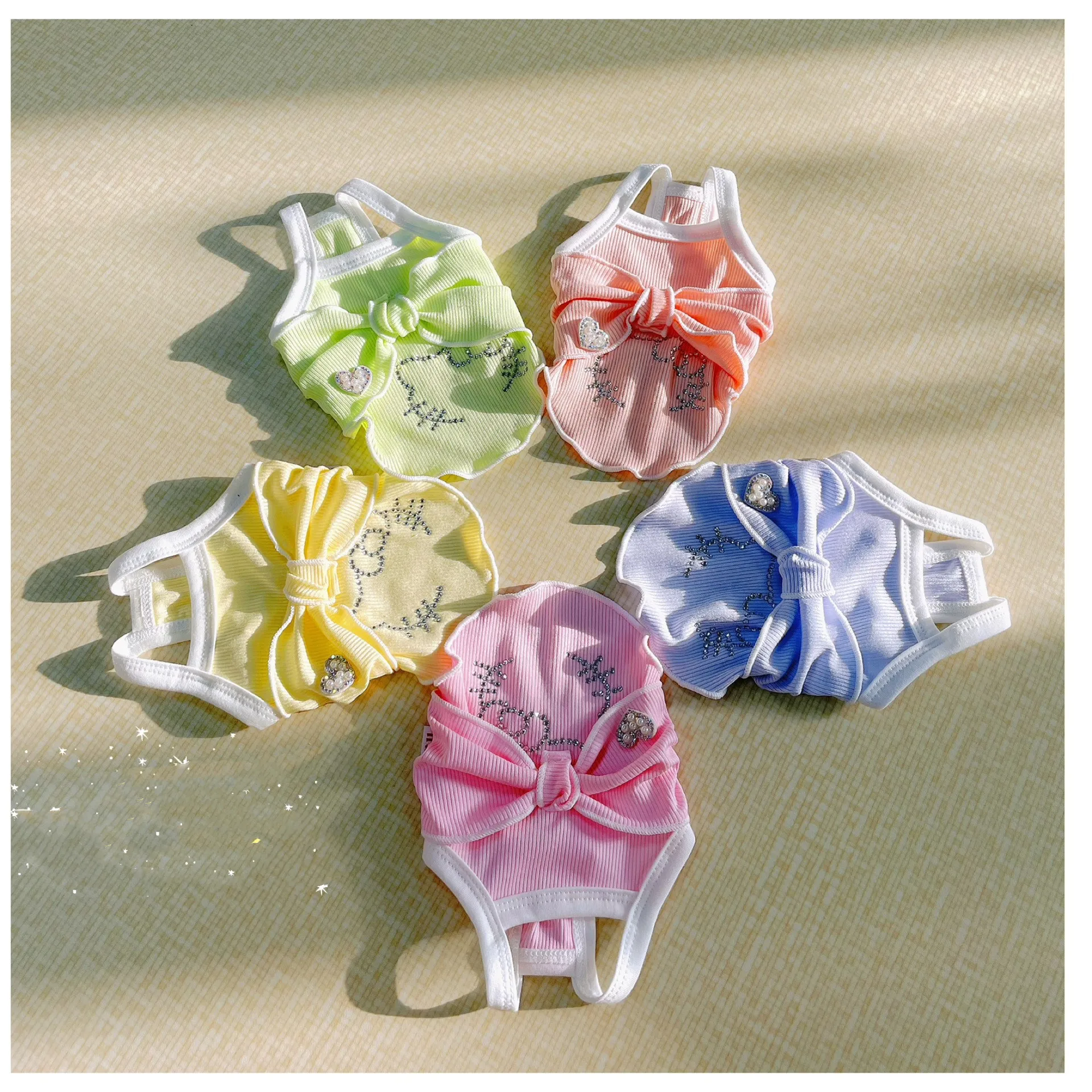 

Solid-Color Big Bowknot Sweet Cotton Comfortable Dress Summer Ultra-Thin Breathable Yorkie Chihuahua Puppy Dress