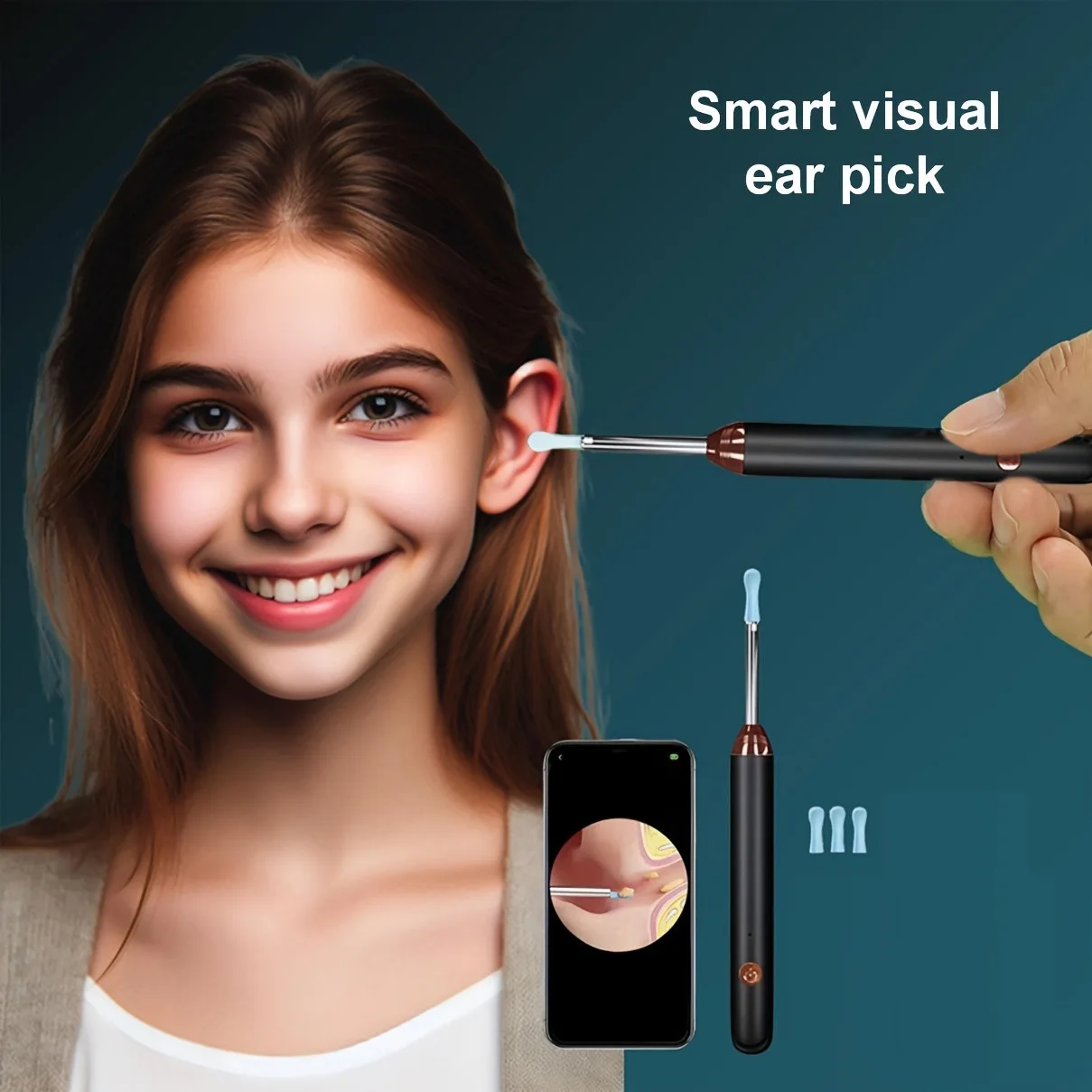 الذكية البصرية قابلة للشحن خلال أذني الأذن نظافة الأذن العصي منظار الأذن TypeC شحن المنظار الشمع أداة إزالة الصواميل Earpick الرعاية الصحية
