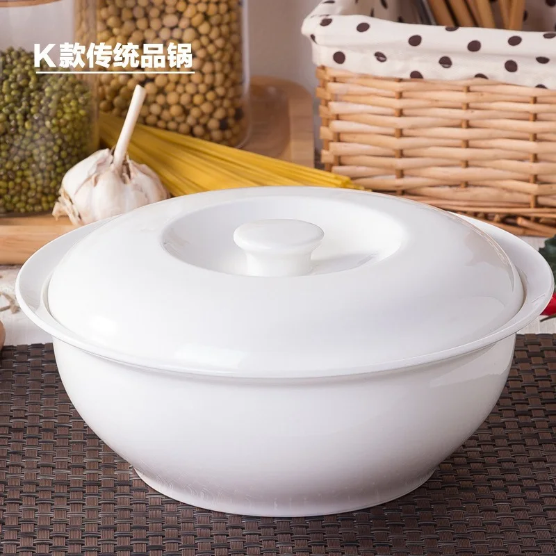 Jingdezhen Ceramic Soup Pot Pure White Bone China Soup Pot Hotel Household Soup Bowl with Cover Palace Pot