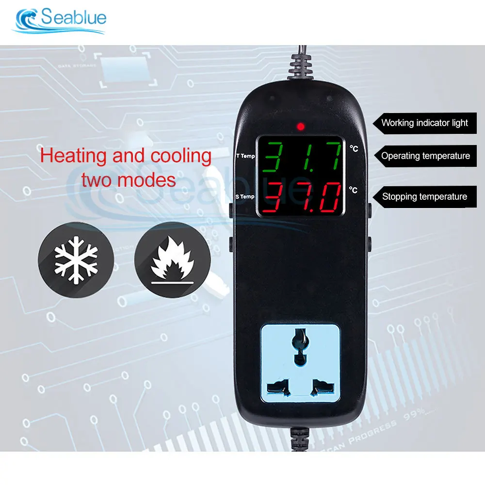 Imagem -03 - Termostato Eletrônico Inteligente com Cabo de Alimentação Controlador de Temperatura Display Led ac 90v250v Mh-2000