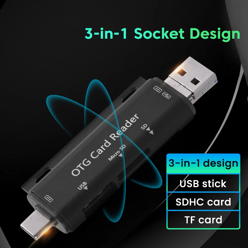 3 in 1 USB Card Reader Type C Micro USB to Micro SD TF Card Reader Memory High Speed Adapter For PC Laptop Accessories U Disk