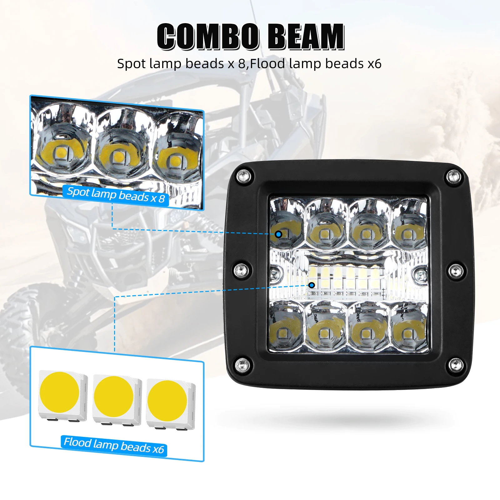 Para Can-Am X3 Kit de luz de trabajo 20W Pod Combo haz de luces de respaldo para Can Am Maverick X3 para Polaris RZR XP 1000