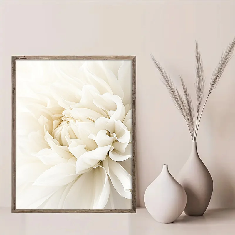 2027,2D Flat, 2D Flat, Unframed Wall Art Featuring White Petals, Showcasing Elegant Blooms on Canvas. This Artwork Includes S