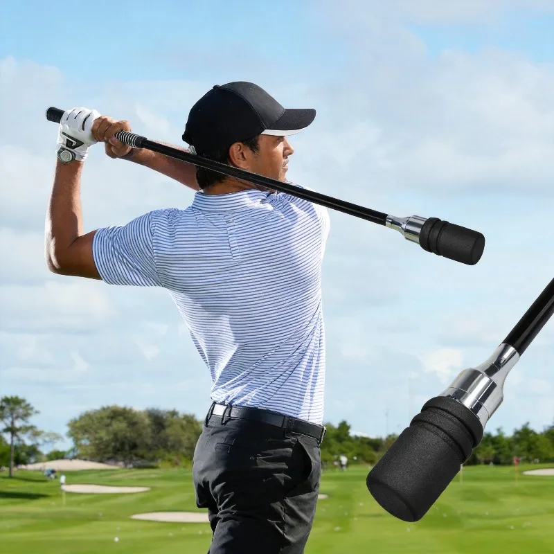 

Black Golf Swing Trainer Ergonomic Hand Grip Practice Stick Indoor Outdoor Golf Training Aid for Beginner Golfers Practice Tools