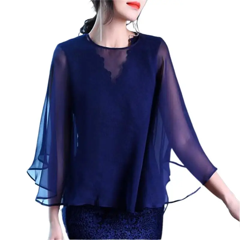 New Fashion Women Chiffon Shawl Solid Vintage Elegant Smock Tops Beach Party Thin Tops Womens Free  Blouses