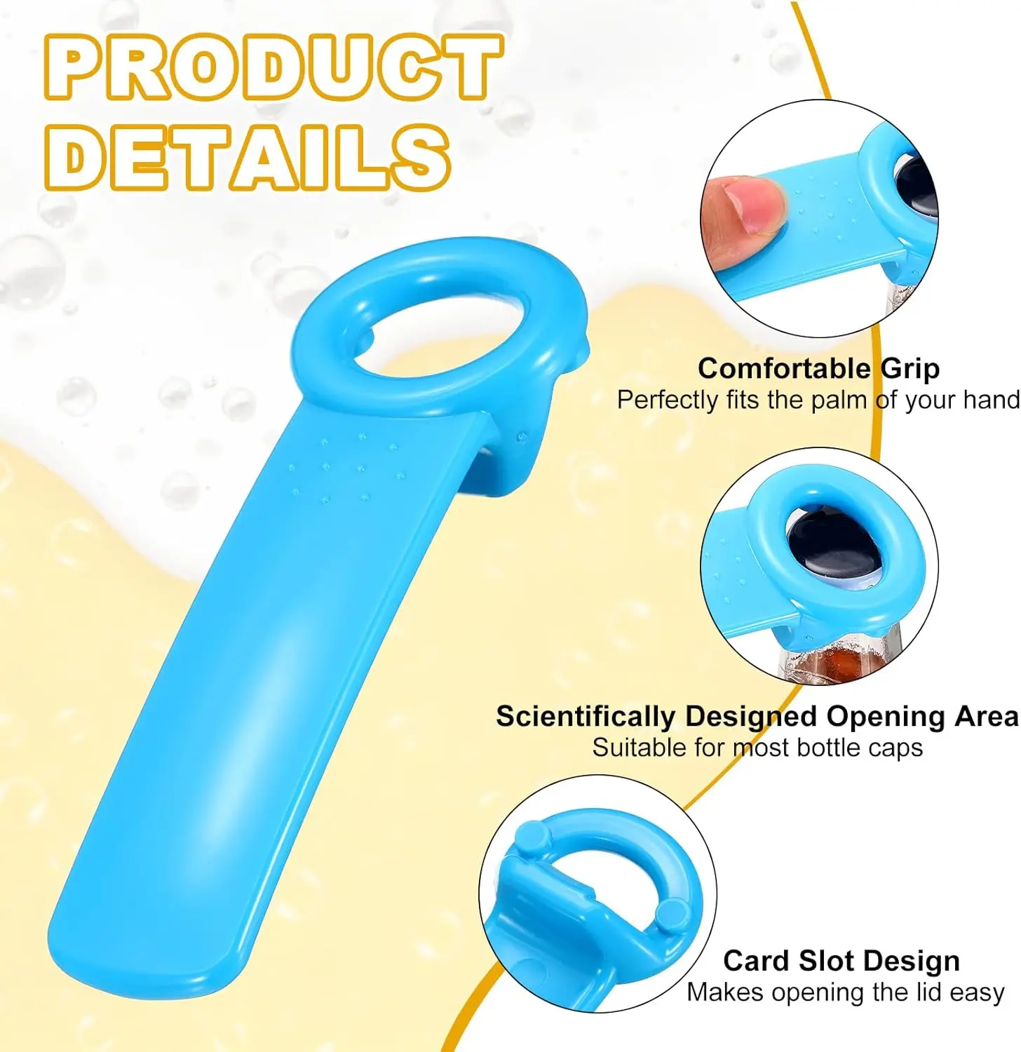 Jar Key Lid Opener, Plastic Jar Lid Opener Easy Grip Multifunctional Durable Can Open Tool for Elderly Seniors Women Weak Hands view 3