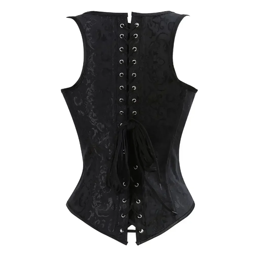 Women Corset Pirate Lace Up Bustier Steampunk Underbust Corsets Sexy Embroidery Strap Bustier Plus Size Graduation Party Outfits