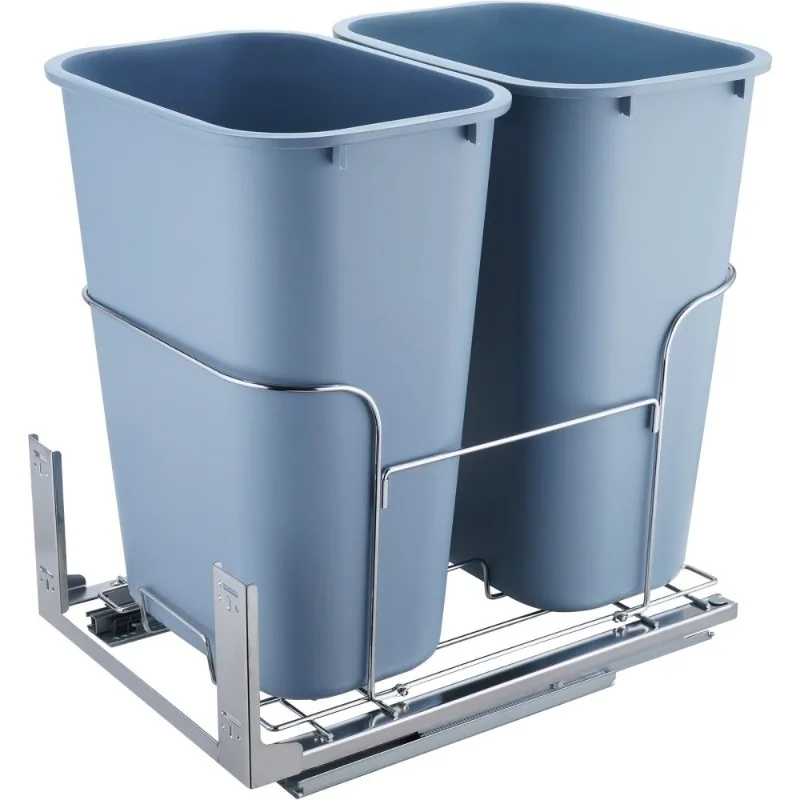 

Kitchen Waste Container Double Bins Under Mount Trash Can Slide Door Mounting Kit 110 lbs Capacity For Cabinet Sink