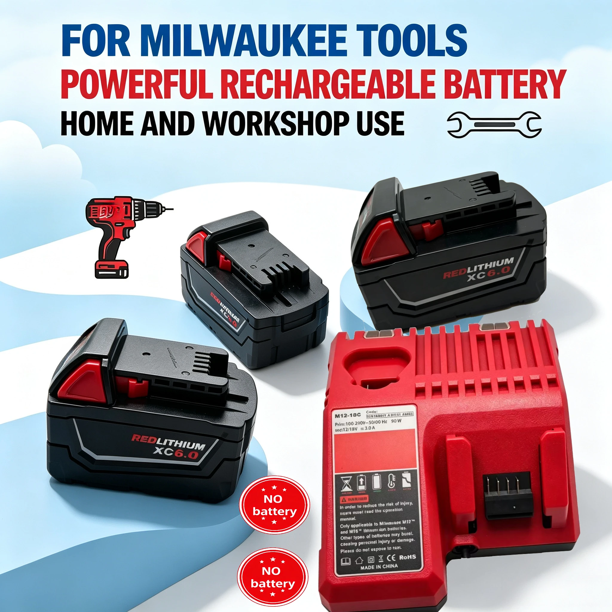 Bateria de Substituição Plug&Play de Alta Capacidade 6.0Ah M18 48-11-1850 48-11-1860 para Milwaukee FUEL Nailer, Router e Serra Sabre