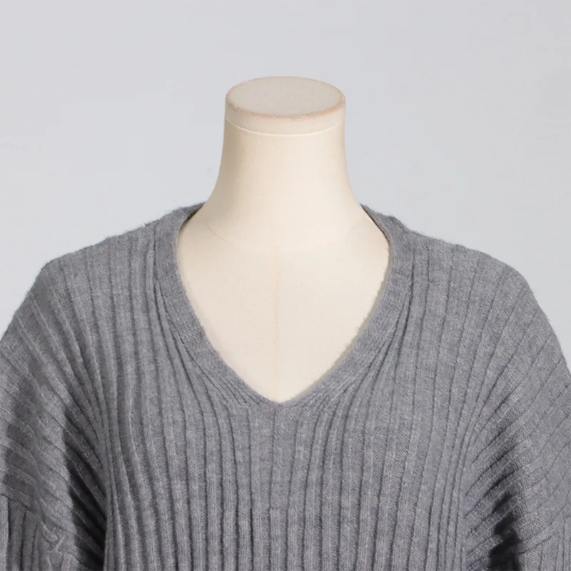 Conjunto informal holgado y elegante para mujer, Top de manga larga con cuello en V y pantalones de pierna ancha con cintura elástica a rayas, conjunto de dos piezas para primavera y otoño
