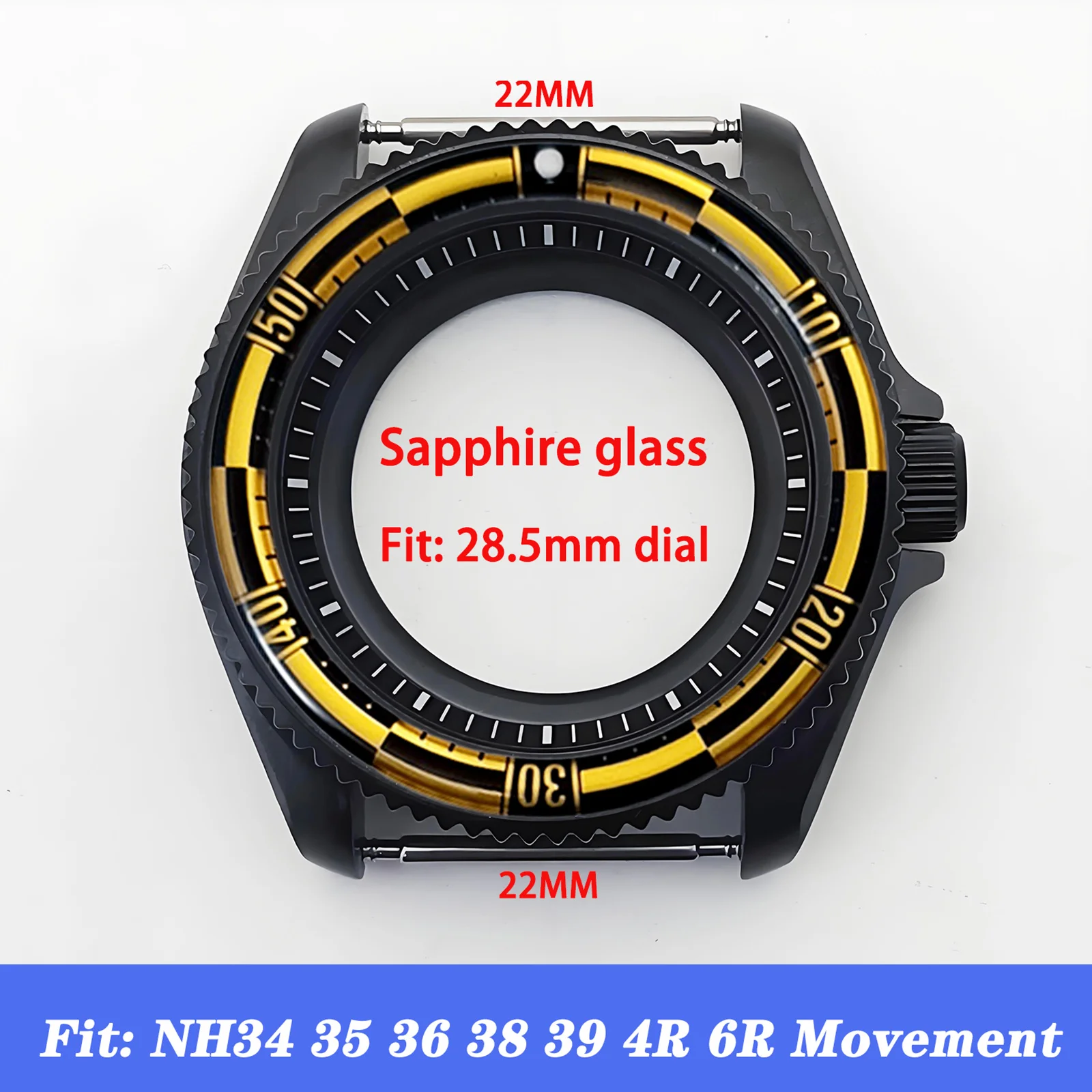 

Mod Black SKX007 Case NH35 Case Resin Insert Sapphire Glass Stainless Steel Watch Case