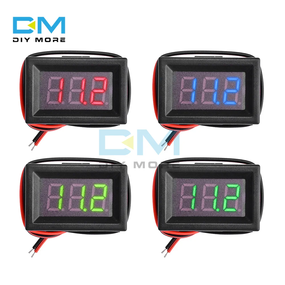 0.36 Inch DC LED Digital Voltmeter Red Blue Green DC 4-30V 2 Lines Voltage Panel Meter Auto Car Voltage Tester Detector w/ Shell