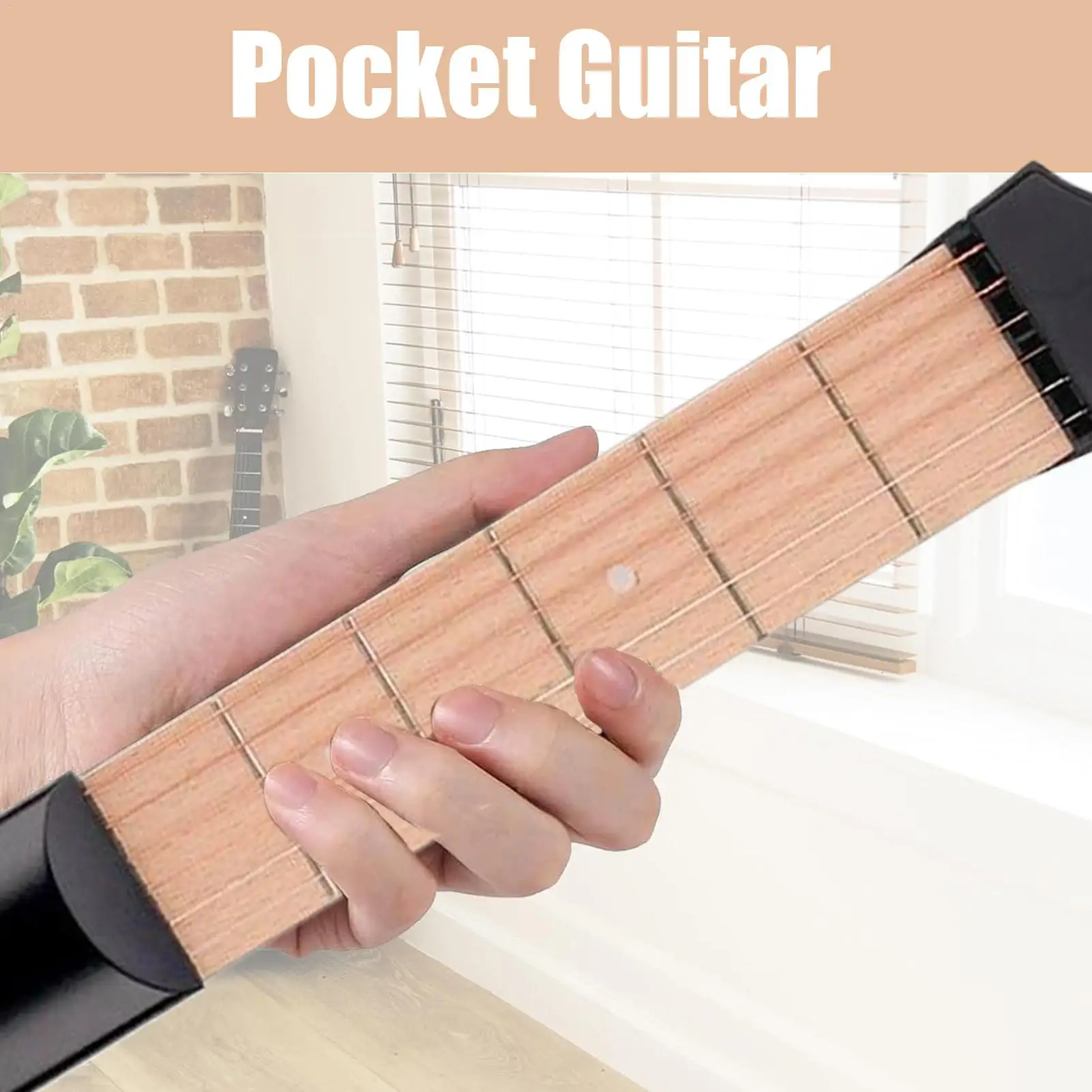 

Guitar Practice Tool With 2 Picks 6-Fret Instrument Training Tool Learning System Beginner Pocket Guitar Chord Trainer For