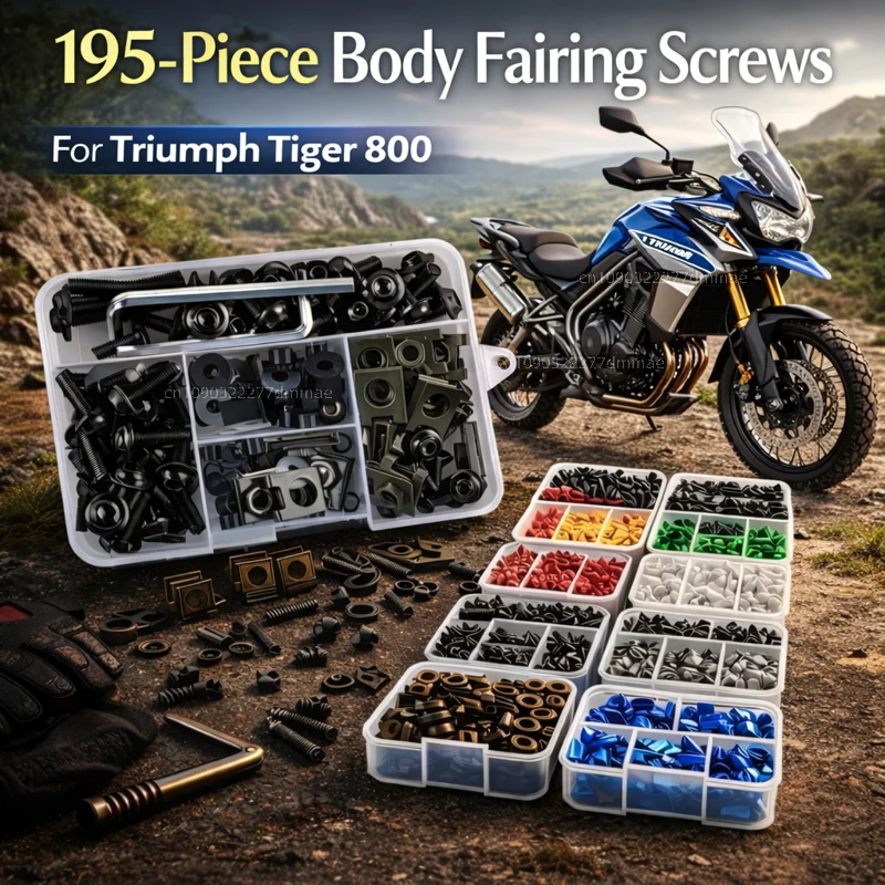 195pcs Motorcycle Fairing Bolts Body Screws Nuts For Triumph Tiger 660 800 900 GT PRO Rally Explorer 1200 XCA XC Kit Aluminum