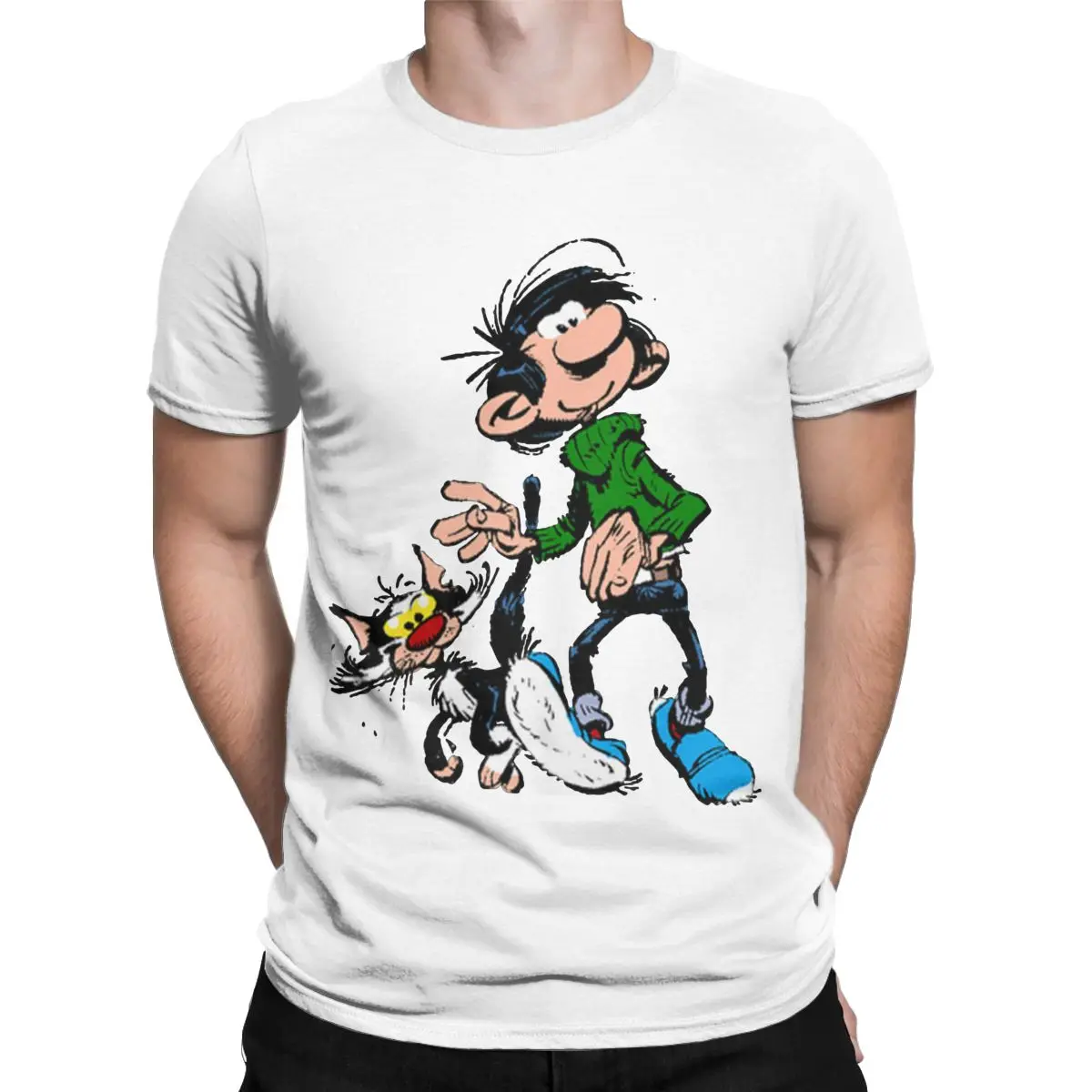 Gaston Lagaffe Gomer Goof T Shirt Men Pure Cotton Novelty T-Shirt Crew Neck Tee Shirt Short Sleeve Clothes 4XL 5XL 6XL