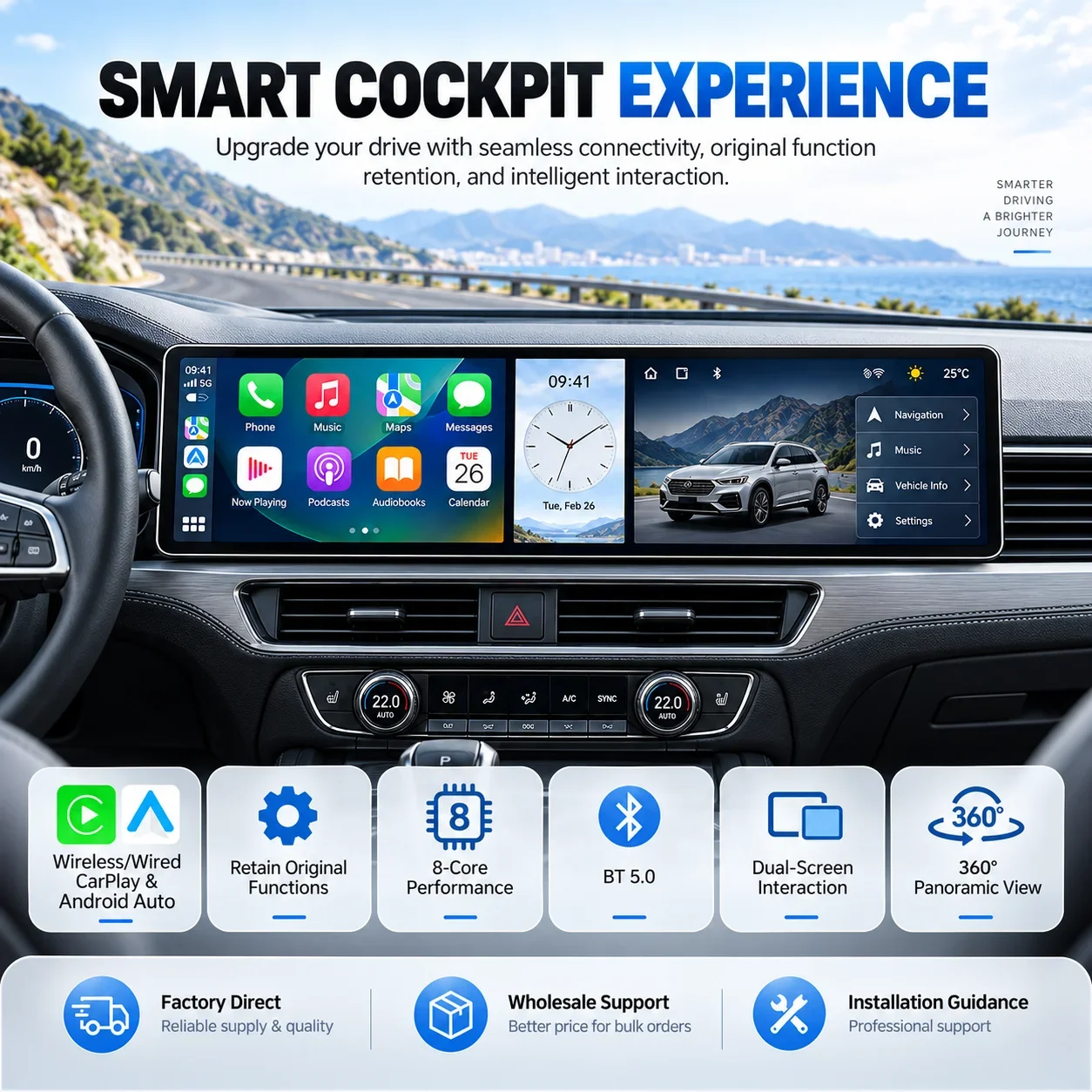 CarPlay Android Auto GPS Navigation Dual 12.3