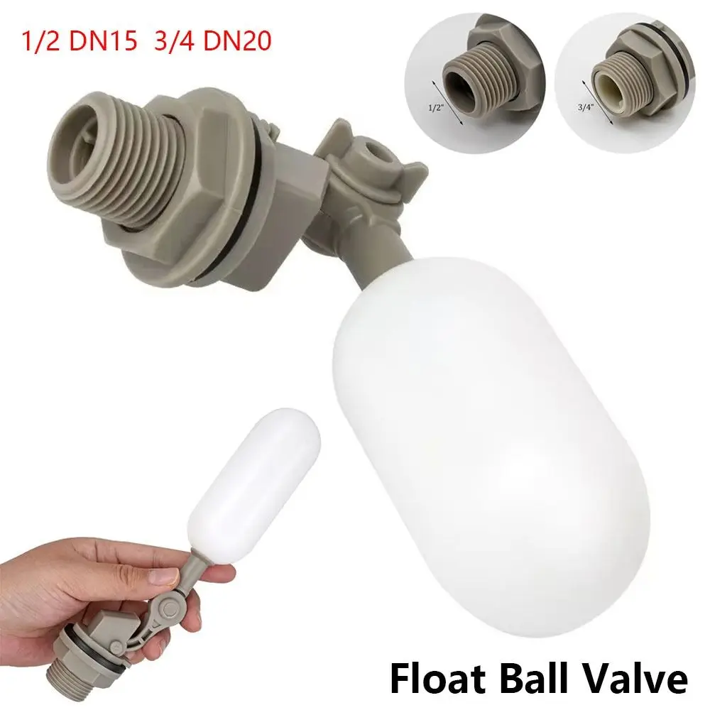 1Pcs 1/2 DN15 3/4 DN20 Float Ball Valve ABS PE Adjustable Arm Water Level Control Valve Anti Overflow 360 Degree Adjustable