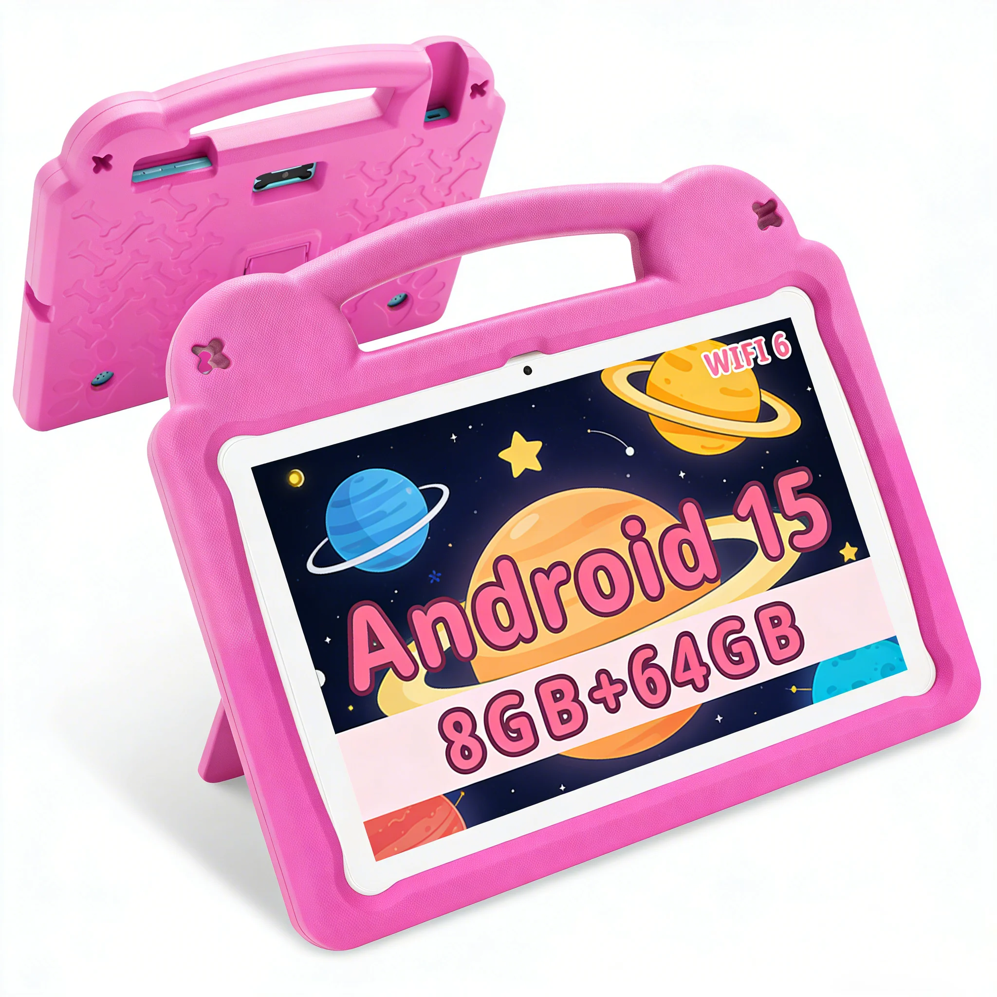 R16PRO 10.1" Children Learning Tablet Android 15 4GB+4GB RAM 64GB WiFi 6 5000mAh iWawa Parental Control Non-removable EVA Case