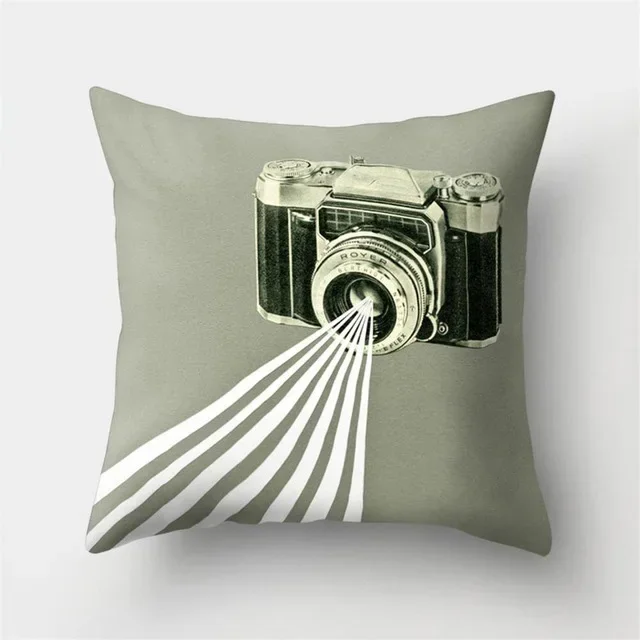 1 Vintage Camera Cushion Cover Retro Home Decoration Throw Pillowcase Cushion Cover Home Hotel Backrest Decorative Cushion Cover