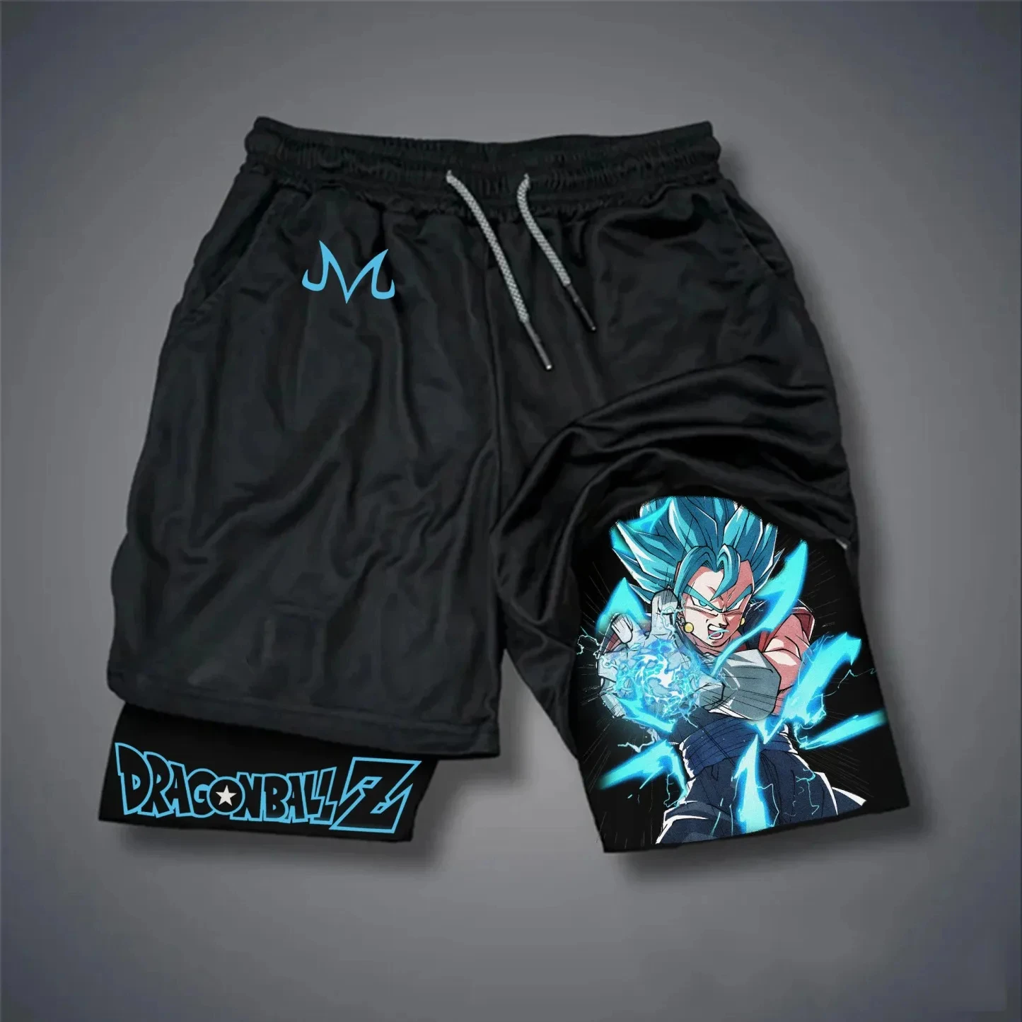 

Dragon Ball Vegeta Ultra Blue Printed 2026 Summer Double Layer Shorts Quick Drying Men's Fitness Running Loose Cotton Shorts