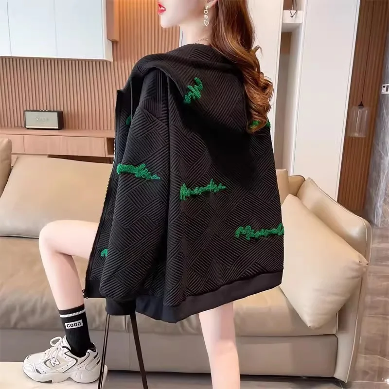 Women's Hooded Cardigan Hoodie for Spring and Autumn 2024 New Loose Casual Versatile Korean thin Early Spring Coat for Commuting