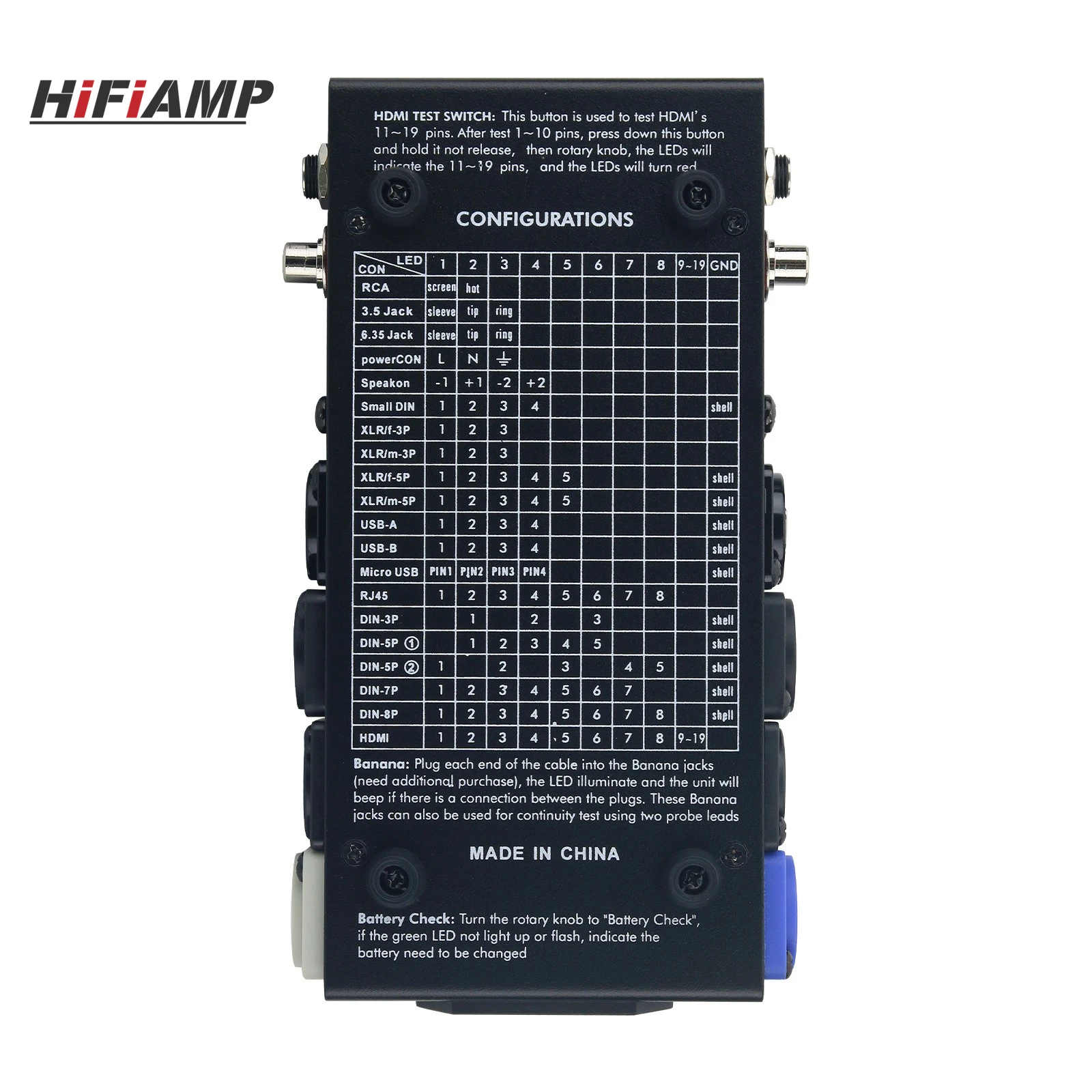 HiFiAMP CT-20 Audio Cable Tester RJ45 Cable Tester (Measures 20 Types) for HDMI-compatible PowerCON Speakon - view 3