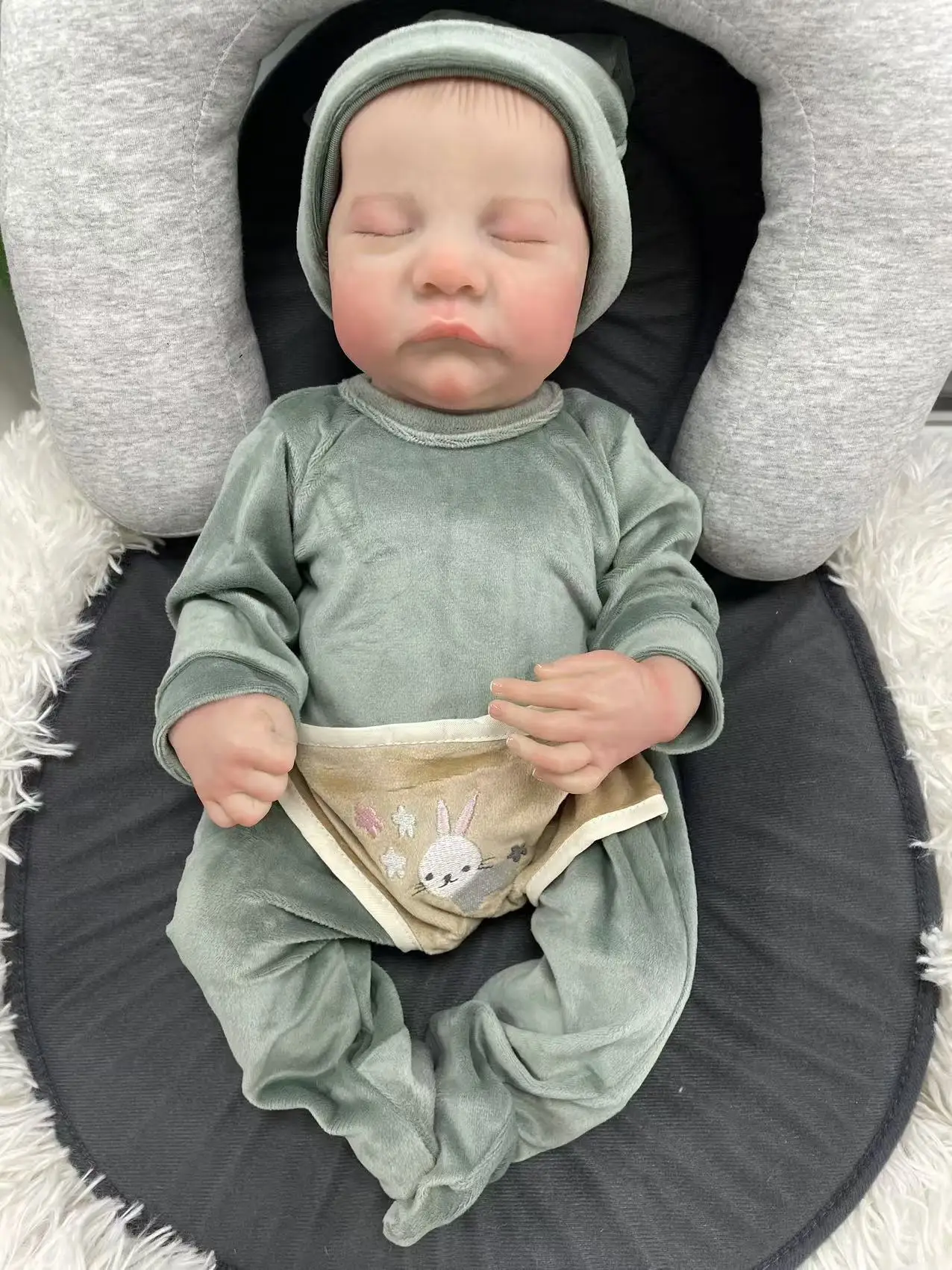 48cm Levi Cloth Body/Full Vinyl Body Already Painted Finished Doll Sleeping Baby 3D Skin With Visible Veins Collectible Art Doll