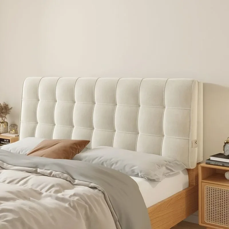 Soft Bed Head Cushion Velvet Storage Pocket Bed Backrest Cushion Comfortable Relaxing Cushions Home Bedroom Ornamental Cushions