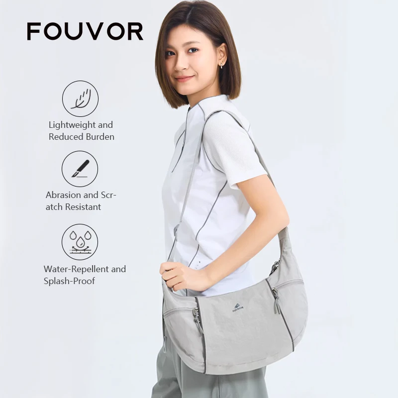 

Женская сумка-кроссбоди Fouvor Crescent с молнией, повседневная нейлоновая сумка через плечо, вместительная дорожная сумка-слинг для работы, модель 2025 года, 3073-11