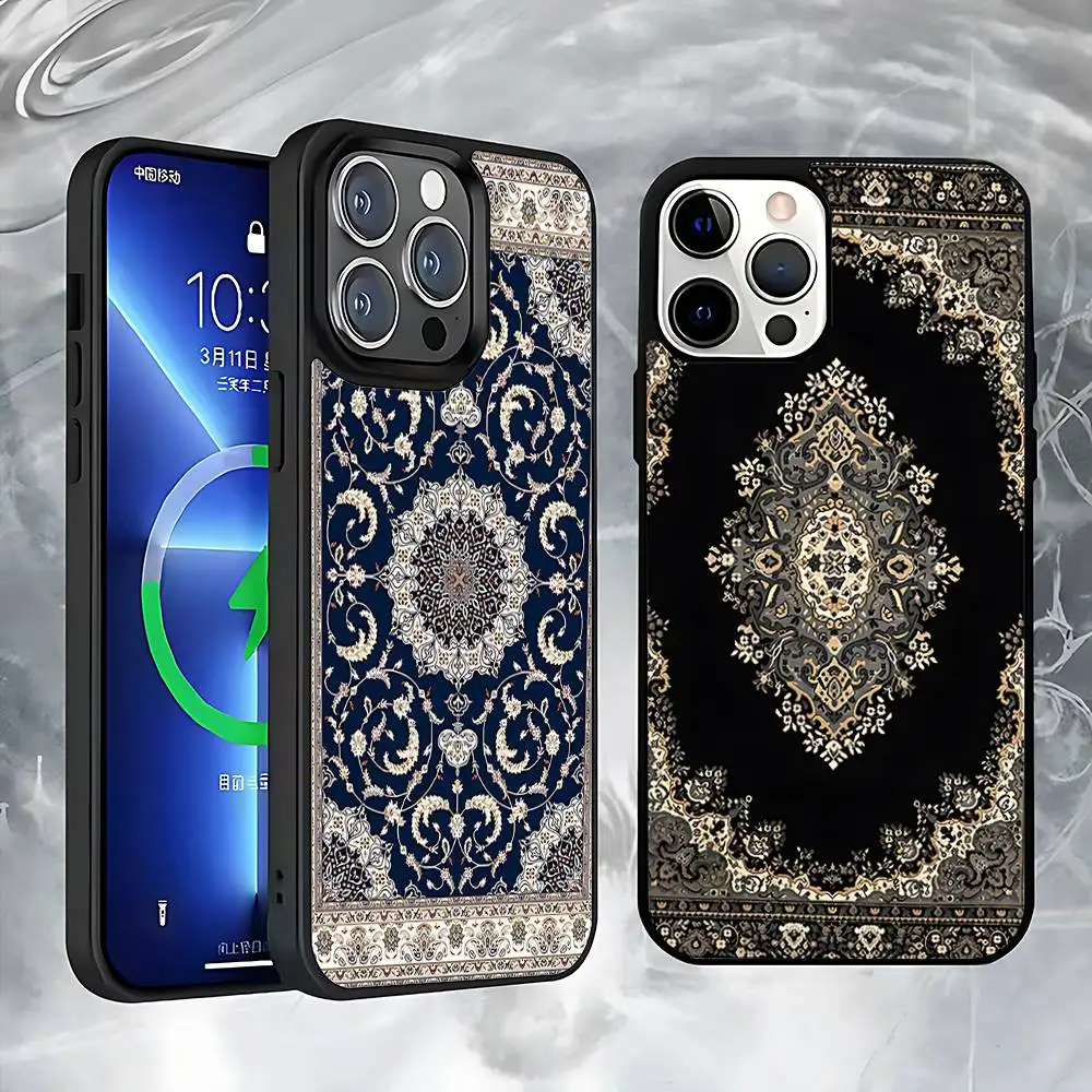 

Persian Carpet Floral Pattern ART Magnetic Wireless Charging Case For iPhone 11,12,13,14,15,16,17,Pro,Max,Plus Shockproof Cover