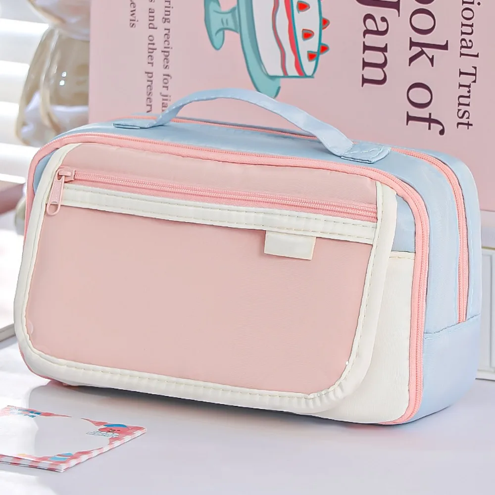 

Minimalist Color-block Pencil Case Thirteen Layers Large Capacity Stationery Pouch Flip Cover Design Stationery Storage Bag Gift