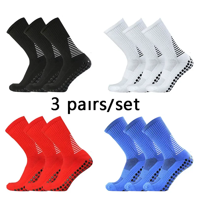 

3pairs Shield Pattern Circular Silicone Non slip Football Socks Men Women Football Socks Training Match Sports Grip soccerSocks