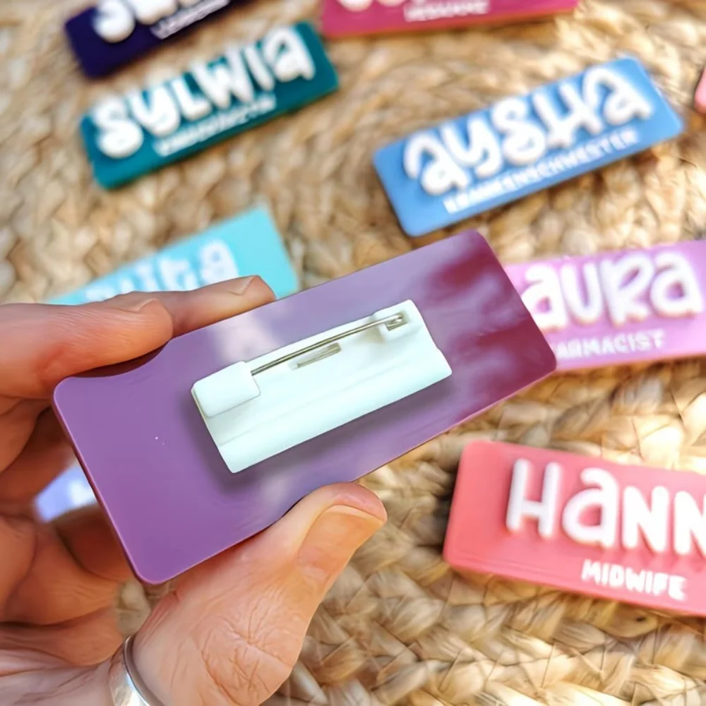 Personalized Name Brooch Badges Acrylic Custom Name Work Badges Pins Doctor Teacher Intern Cafe Job Brooch 40 Color Options - view 2