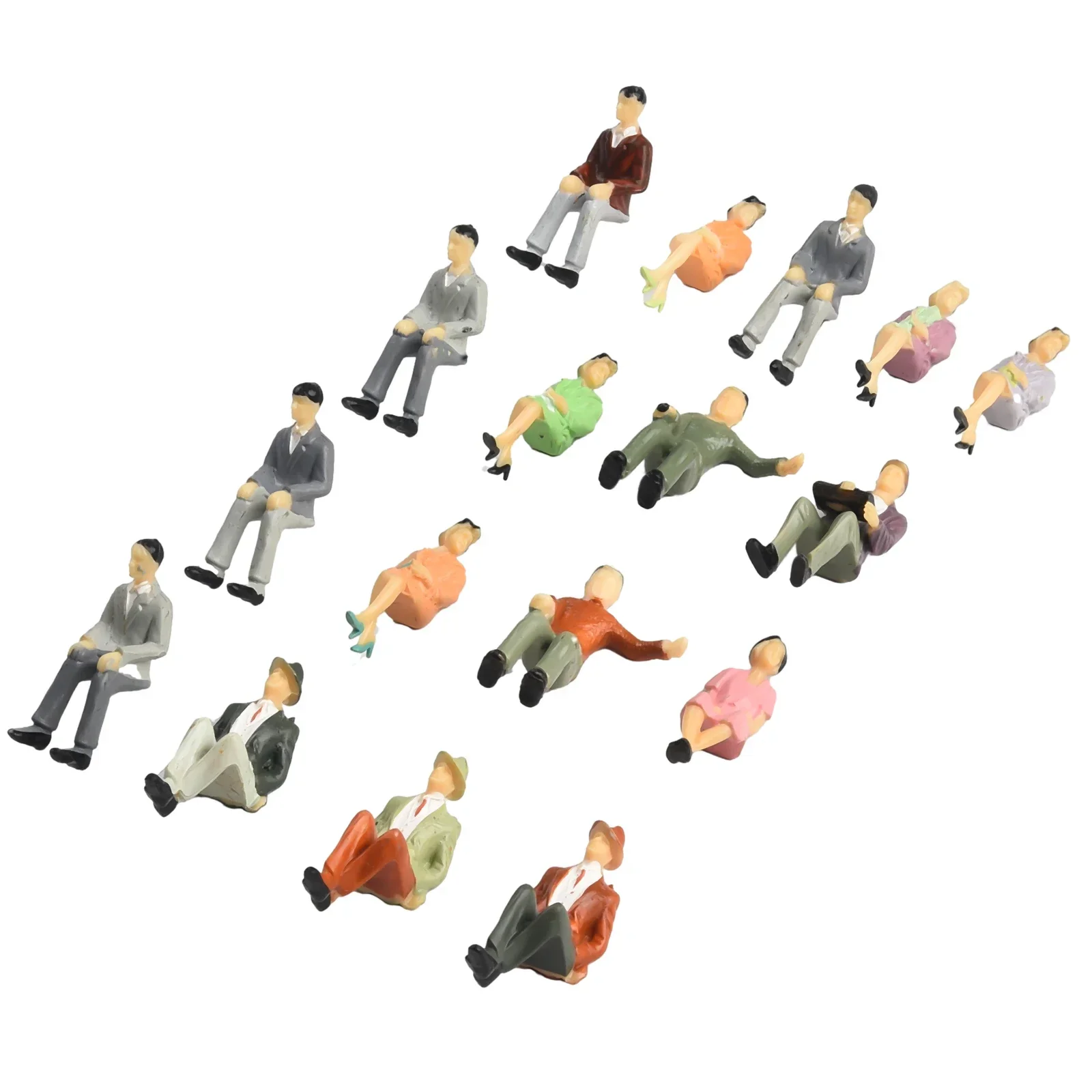 48pcs Painted Model Train Seated People Passengers Figures 1:32 HO Scale Model Building Kit Perfect For Layout Diorama Accessory