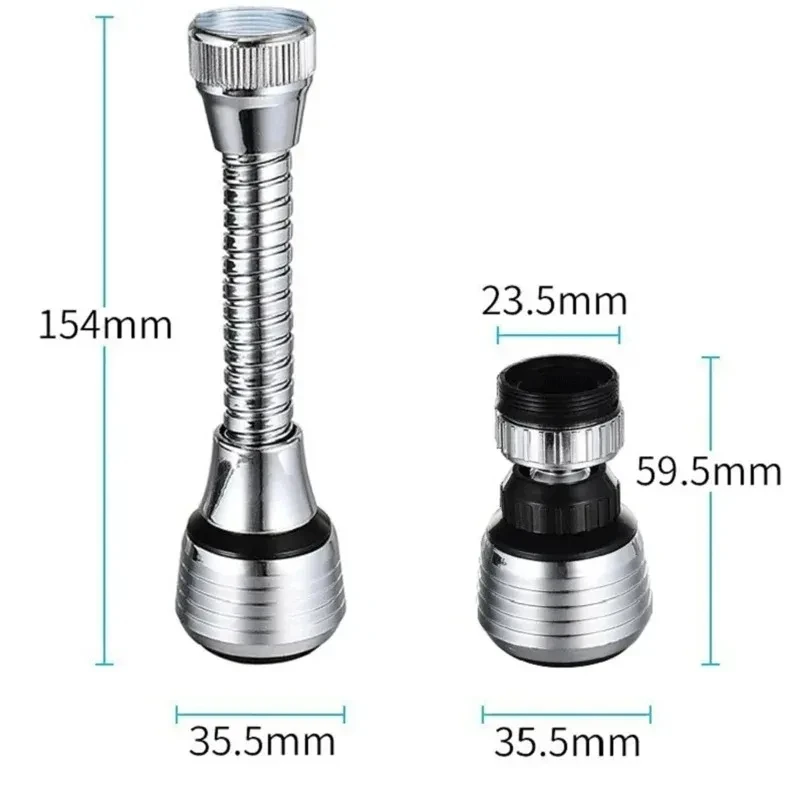 360 °   Torneira de Cozinha Giratória Longa com Pressão, Antirrespingo, Filtro Extendido, Espuma e Pulverizador Universal de Modo Duplo