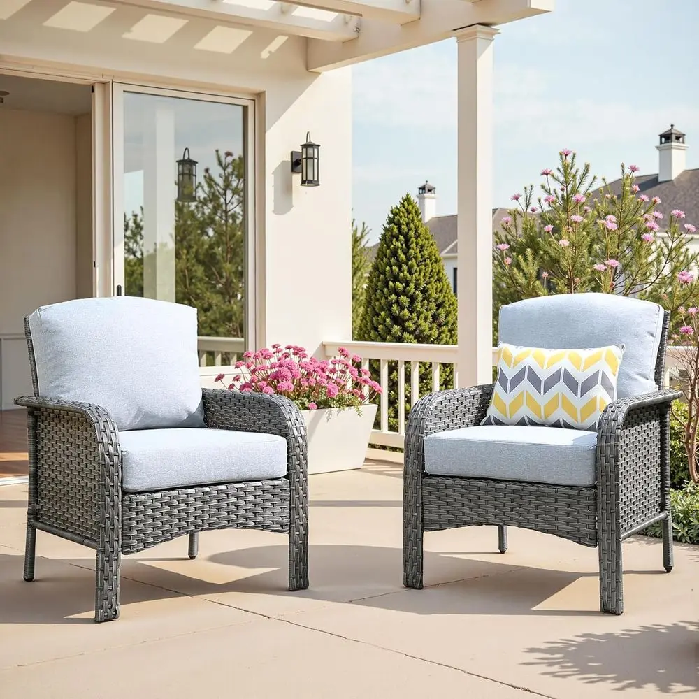 

2-Piece Outdoor Patio Furniture Set with Cushions, Durable Weather-Resistant Rattan Wicker, Suitable for Porch, Backyard, Balcon