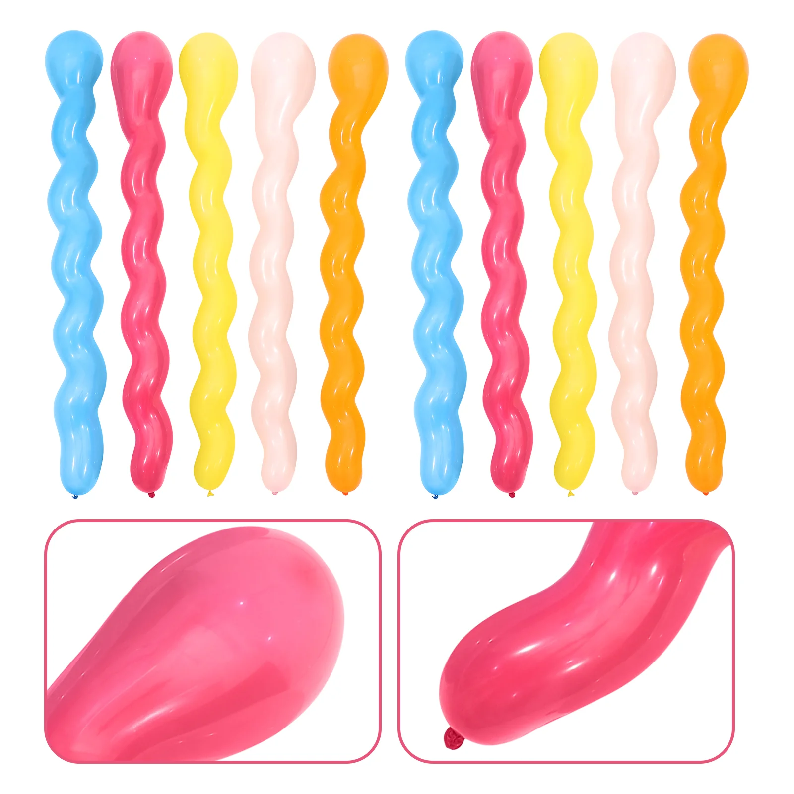 100 Pcs Balloons Twisted Long Spiral Flower Long-lasting Latex Party Assorted Color Anniversary Decorations