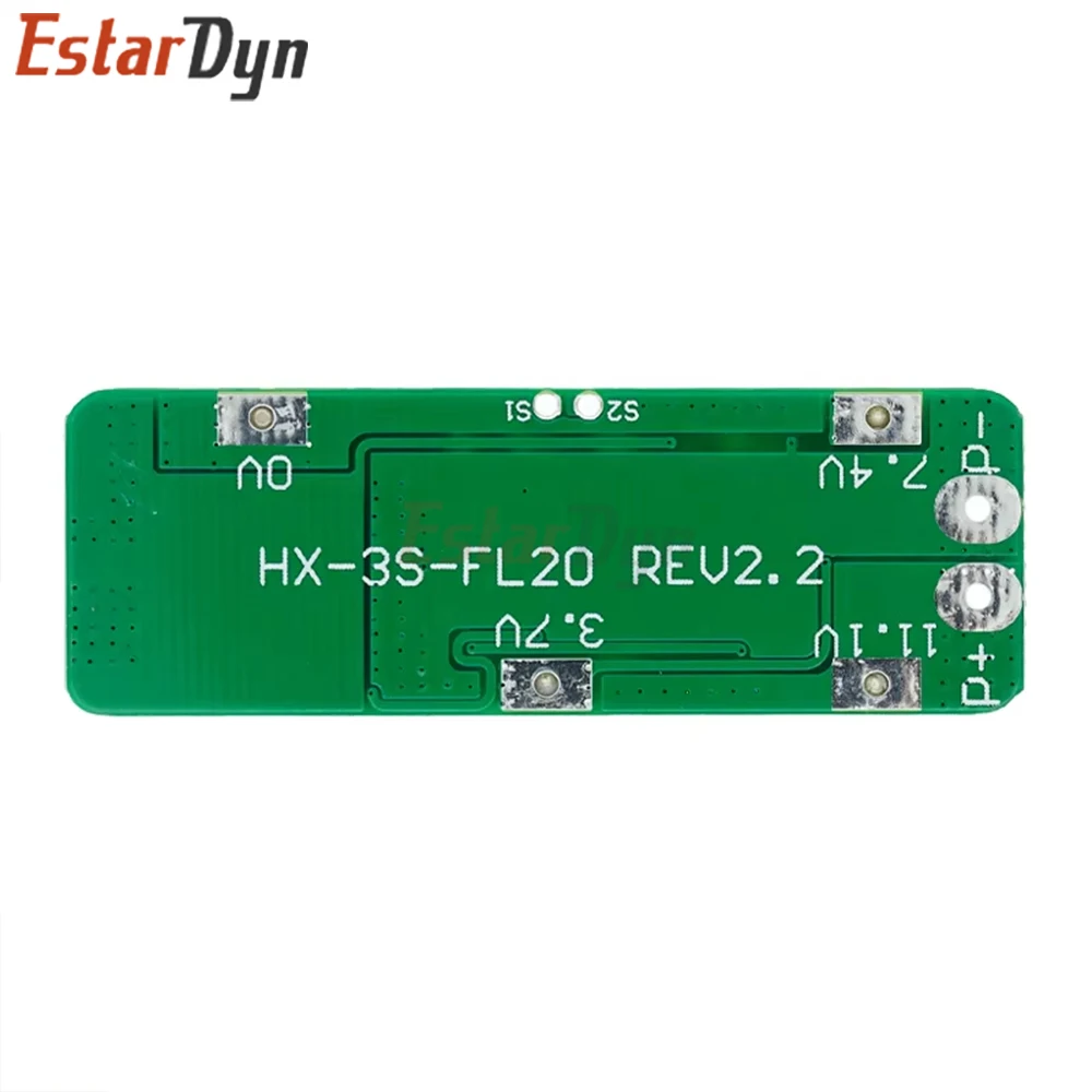 Estardyn 3S 20A 12.6V Li-ion Battery BMS Protection PCB Board for 18650 Lipo Cell Drill Motor DIY Battery Pack 64x20x3.4mm